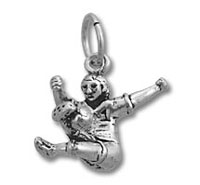 Silver jumping child charm pendant