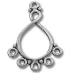 Silver teardrop jewelry connector with five loops