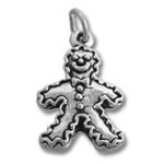 Silver gingerbread man pendant charm