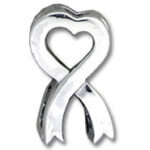 Silver ribbon with heart cutout