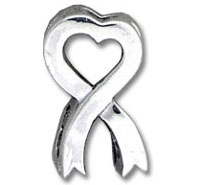 Silver ribbon with heart cutout