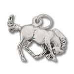 Silver donkey charm pendant grazing
