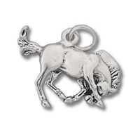 Silver donkey charm pendant grazing