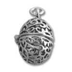 Silver filigree egg locket pendant
