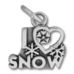 Silver snow charm with heart and snowflakes