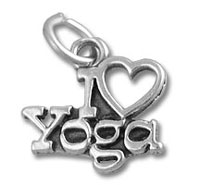 Silver I love yoga charm pendant