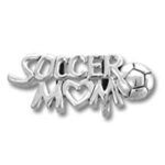 Silver "Soccer Mom" charm with heart and ball