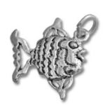 Silver textured fish charm pendant