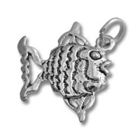 Silver textured fish charm pendant