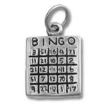Silver bingo card charm pendant