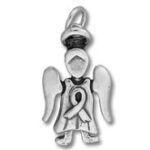 Silver angel pendant with awareness ribbon