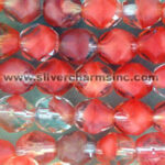 Red faceted glass bead strands