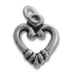 Open silver heart charm pendant