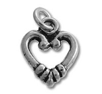 Open silver heart charm pendant