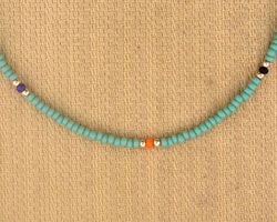 Turquoise beaded necklace with multicolored spacers