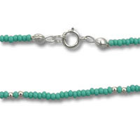 Turquoise beaded necklace with silver clasp