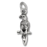 Silver parrot charm pendant on perch