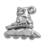 Silver inline skate charm pendant