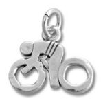Silver cyclist bicycle charm pendant
