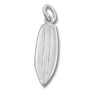 Small silver surfboard pendant charm