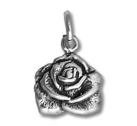 silver rose pendant charm