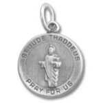 Silver St. Jude Thaddeus prayer medal pendant
