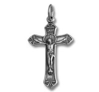 Ornate silver crucifix pendant