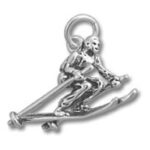 Silver skier charm pendant