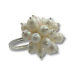 Silver ring with clustered white pearls