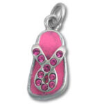 Pink flip-flop charm with pink rhinestones