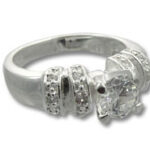 White gold diamond ring with pave side bands