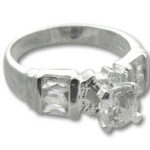 Diamond engagement ring with side stones