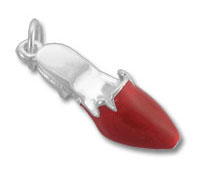 Red chili pepper pendant with silver cap