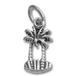 Small silver palm tree charm pendant