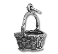 Silver wicker basket charm pendant