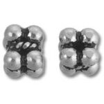 Two silver metal spacer beads
