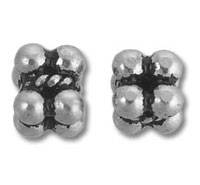 Two silver metal spacer beads