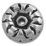 Round silver sunburst metal jewelry bead
