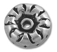 Round silver sunburst metal jewelry bead
