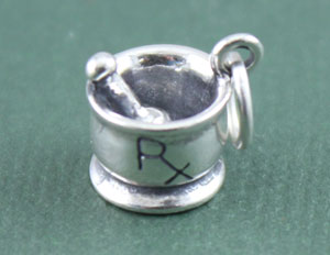 Silver Rx mortar and pestle charm