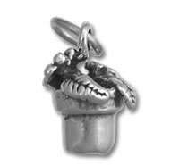 silver cupcake charm pendant with leaf