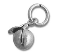 small silver jingle bell charm on ring