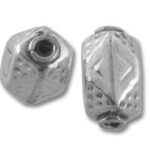 Two silver faceted decorative beads