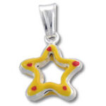 Yellow enamel star pendant with red dots