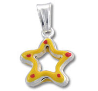 Yellow enamel star pendant with red dots