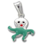 Green octopus enamel pendant charm