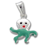 Green octopus enamel pendant charm
