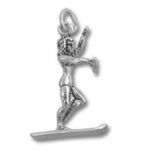 silver water skier charm pendant
