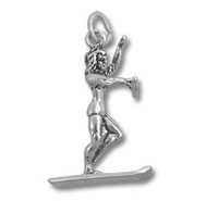 silver water skier charm pendant