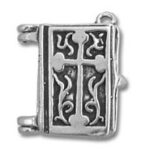 Silver book locket pendant with cross